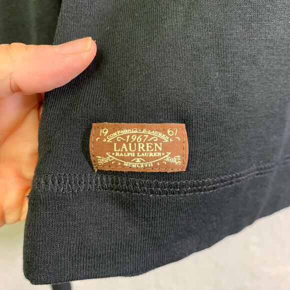 LAUREN RALPH‎ LAUREN Top Blouse Crew Neck Faux Suede Elbow Patches Shoulder Zip - Picture 9 of 13